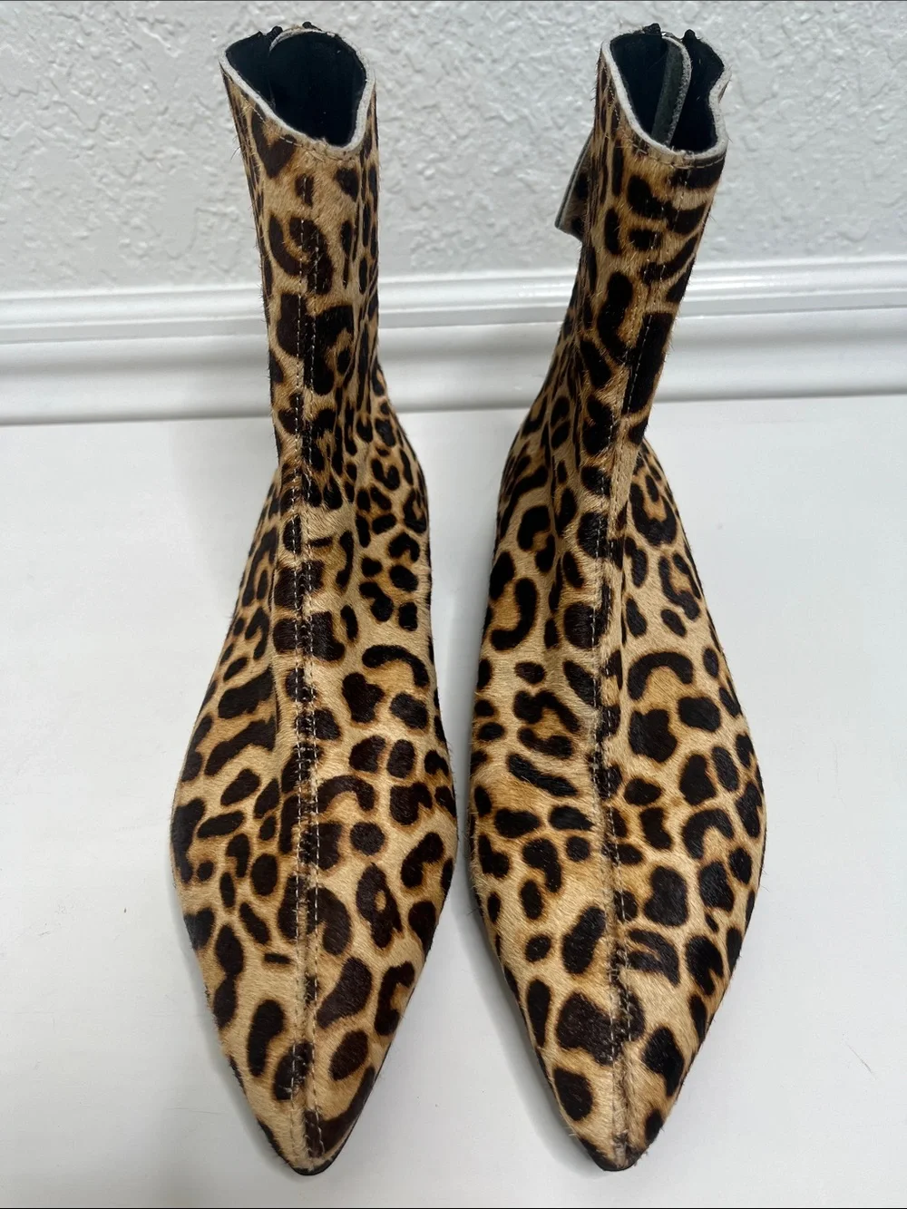 All Black Calf Hair Leopard Ankle Boots Sz  37.5